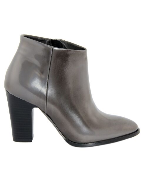 Bottines en Cuir Charlie grises - Talon 9 cm