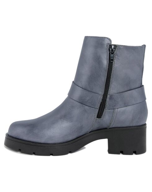 Bottines en Cuir Clémence grises - Talon 5 cm