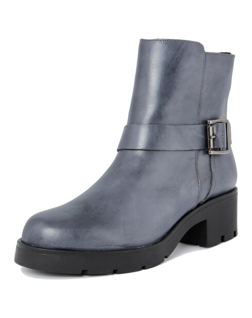 Bottines en Cuir Clémence grises - Talon 5 cm