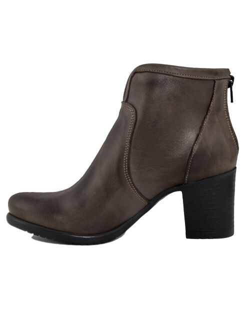 Bottines en Cuir Lou marron - Talon 7 cm