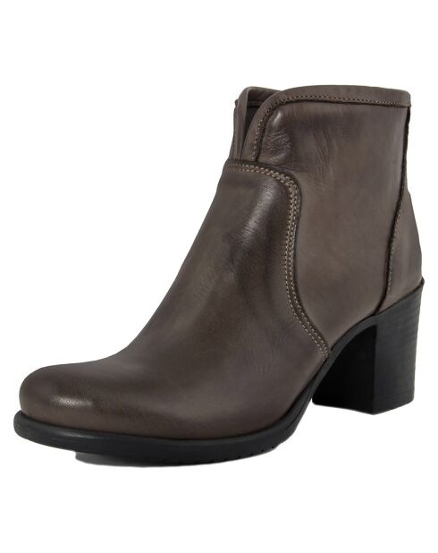 Bottines en Cuir Lou marron - Talon 7 cm