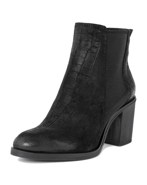 Bottines en Cuir Léna noires - Talon 8 cm