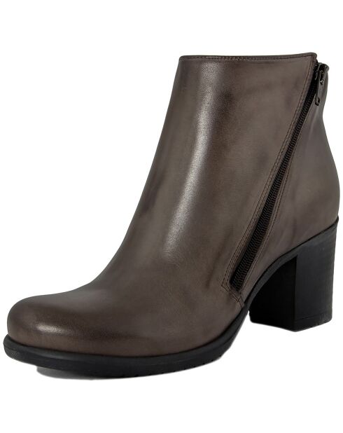 Bottines en Cuir Diana marron - Talon 7 cm