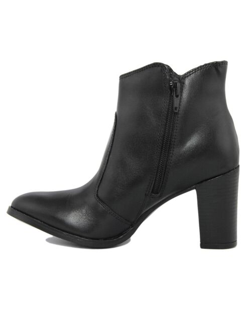 Bottines en Cuir Nina noires - Talon 8 cm