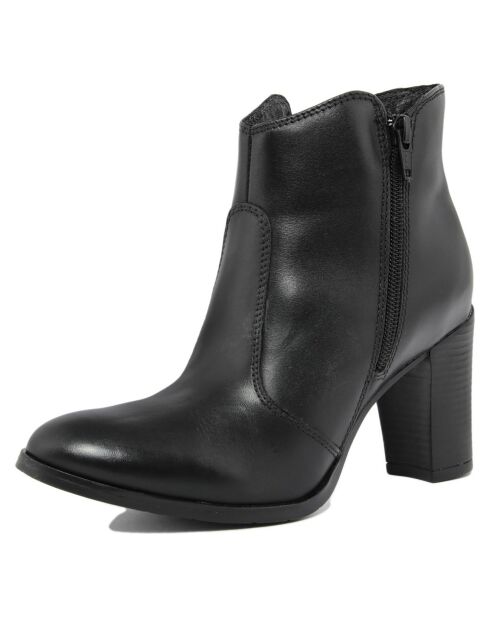 Bottines en Cuir Nina noires - Talon 8 cm