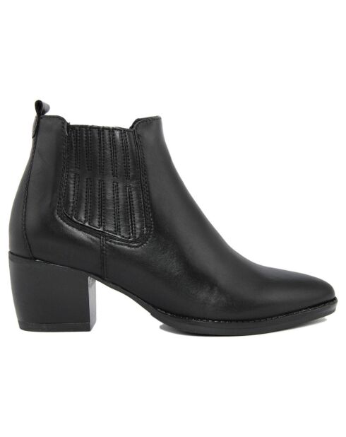 Bottines en Cuir Nour noires - Talon 6 cm