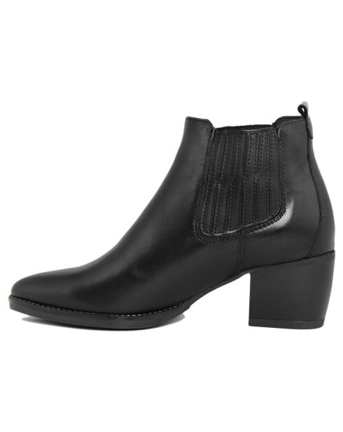 Bottines en Cuir Nour noires - Talon 6 cm