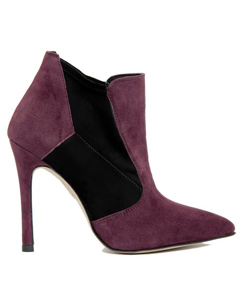 Bottines en Velour de Cuir violettes - Talon 12 cm