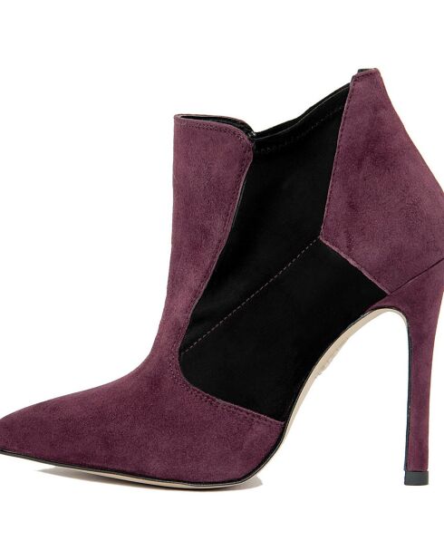 Bottines en Velour de Cuir violettes - Talon 12 cm