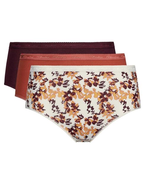 3 Culottes midi Cotton Bio prune/imprimé/terracotta