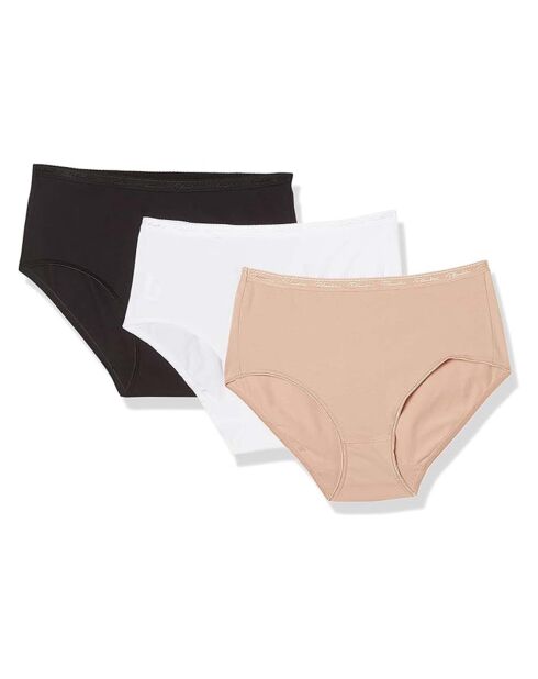 3 maxi mutandine in cotone biologico bianco/beige/nero