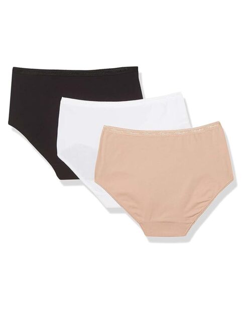 3 maxi mutandine in cotone biologico bianco/beige/nero