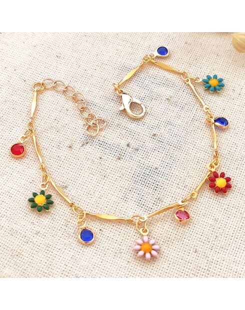 Bracelet multi-fleurs en laiton