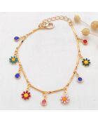 Bracelet multi-fleurs en laiton