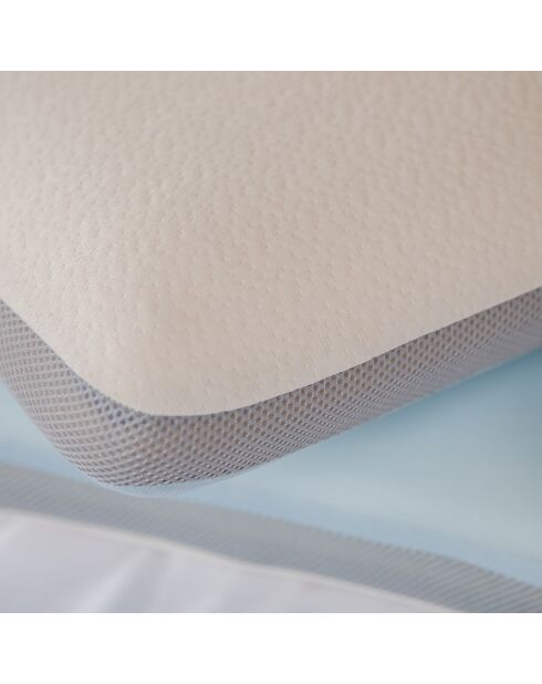 Oreiller ergonomique Viscoelastique Eté Hiver beige/bleu - 60x40 cm