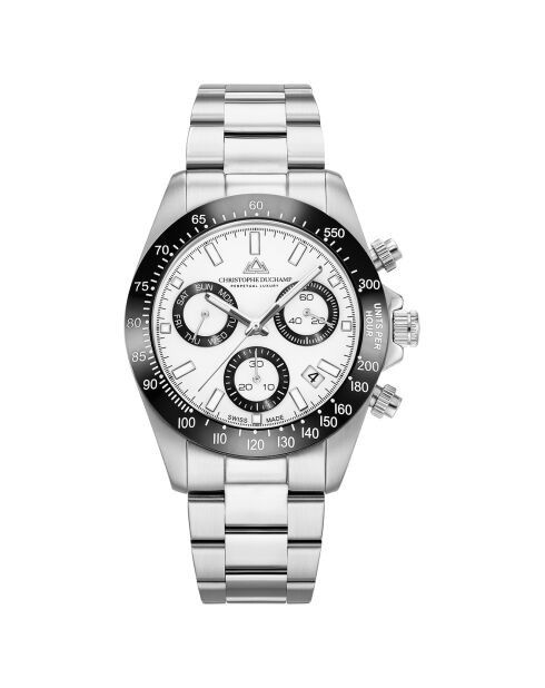 Montre Homme Quartz en Acier Grand Mont Ceramic argentée