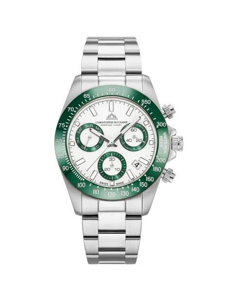 Montre Homme Quartz en Acier Grand Mont Ceramic argentée