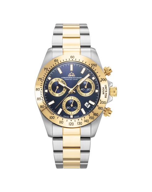 Montre Homme Quartz en Acier Grand Mont Ceramic argenté/doré