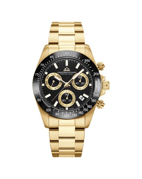 Montre Homme Quartz en Acier Grand Mont Ceramic dorée