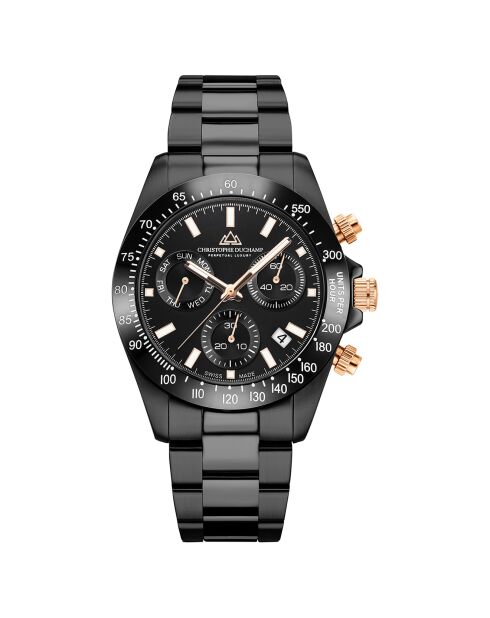 Montre Homme Quartz en Acier Grand Mont Ceramic noire