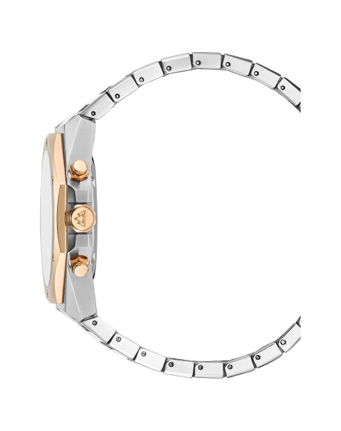 Montre Homme Quartz en Acier Raidillon Chrono argenté/rose doré