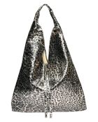 Sac hobo en Cuir Carla Ferreri léopard bronze - 35.5x44 cm