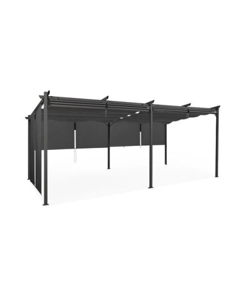 Pergola Marina en acier avec toit rétractable et 6 stores gris 3x6m