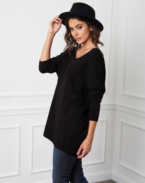 Schwarzes Beder-Pulloverkleid aus Kaschmirmischung