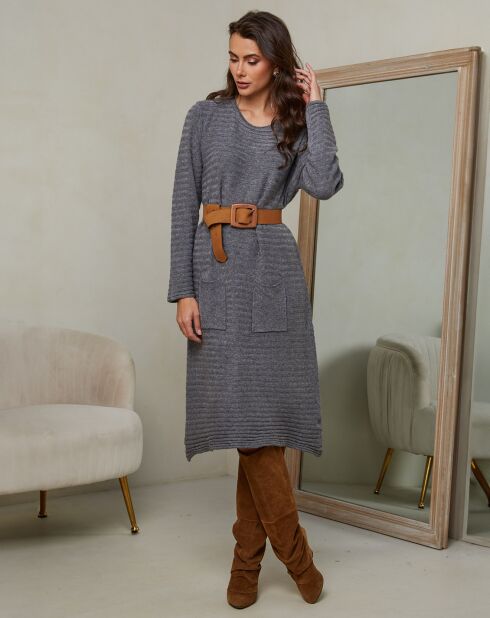 Donkergrijze mahonie jurk