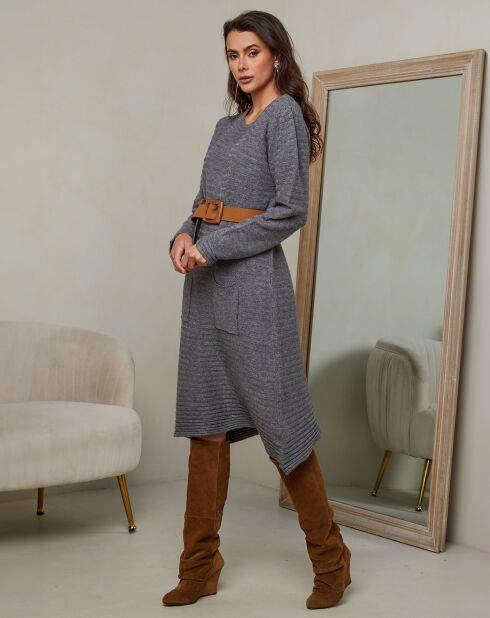 Donkergrijze mahonie jurk