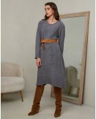 Donkergrijze mahonie jurk