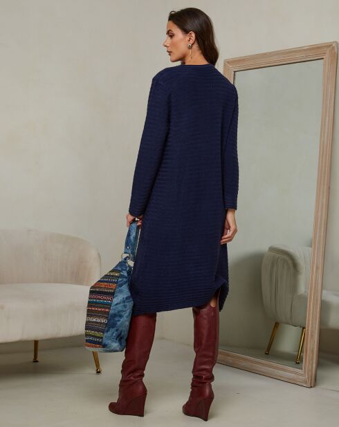 Marineblauwe jurk in mahonie