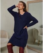 Marineblauwe jurk in mahonie