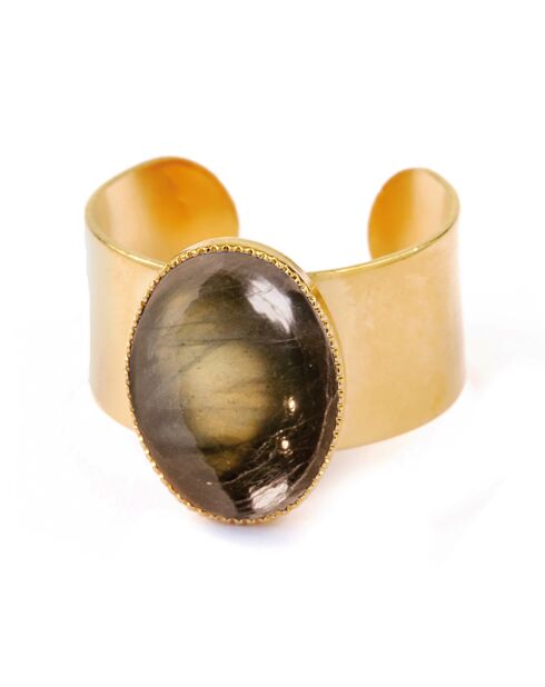 Bague ajustable Calypso en Laiton doré & Labradorite