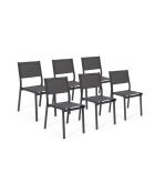 Chaises de jardin empilables en textilène grises - lot de 6