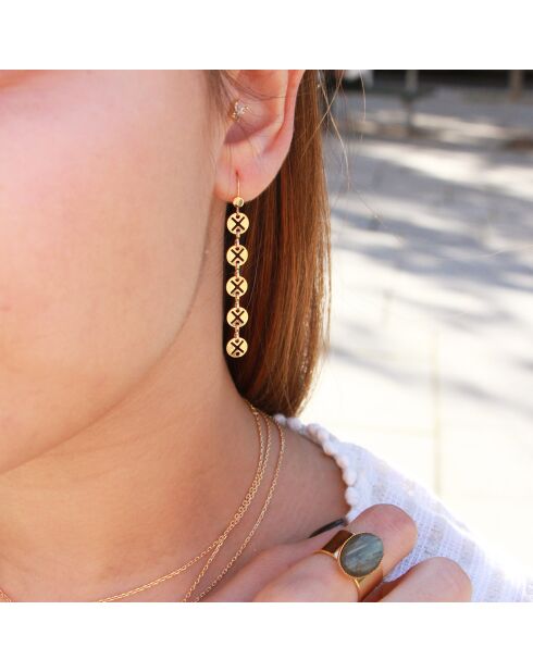 Bague ajustable Calypso en Laiton doré & Labradorite