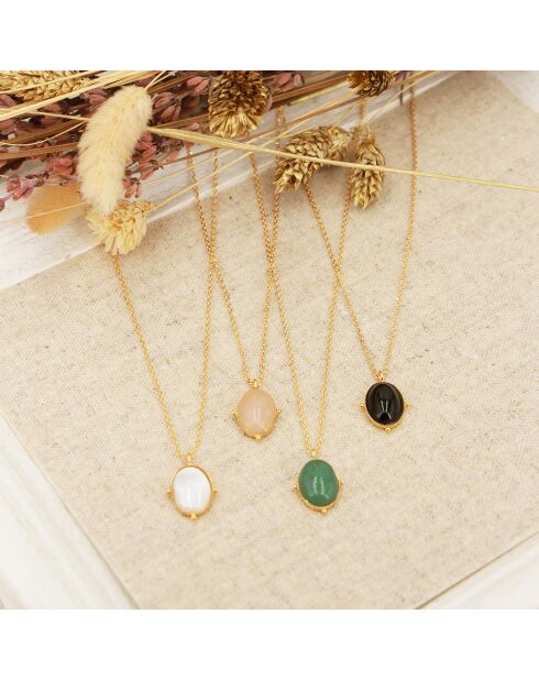 Collier New Calypso en Laiton doré & Quartz rose