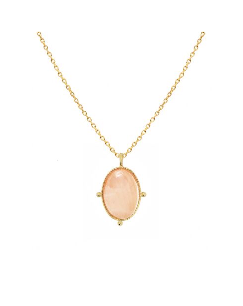 Collier New Calypso en Laiton doré & Quartz rose