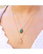 Collier New Calypso en Laiton doré & Quartz rose