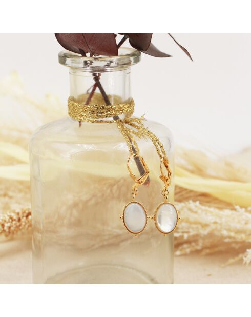 Boucles d'oreilles New Calypso en Laiton doré & Nacre