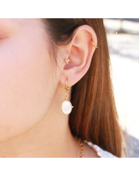 Boucles d'oreilles New Calypso en Laiton doré & Nacre