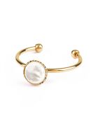 Bague ajustable Athena en Laiton doré & Nacre