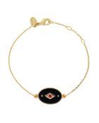 Bracelet Indie en Laiton doré, Email & Zircone