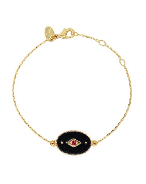 Bracelet Indie en Laiton doré, Email & Zircone