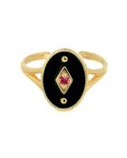 Bague ajustable Indie en Laiton doré, Email & Zircone