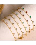 Bracelet Loulou en Laiton doré & Calcédoine bleue