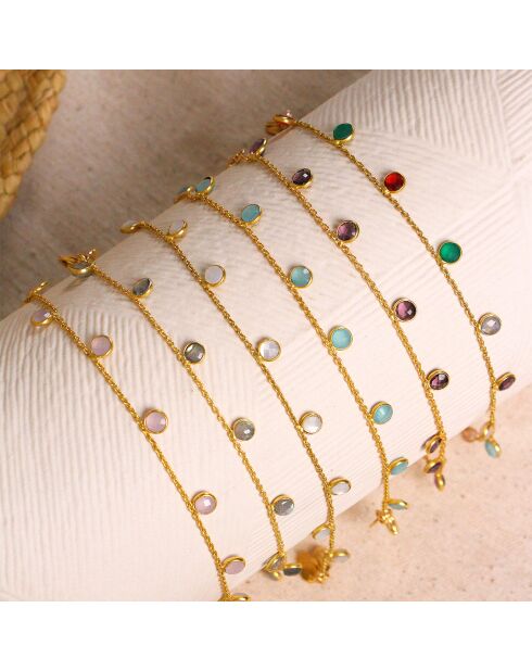 Bracelet Loulou en Laiton doré & Calcédoine bleue