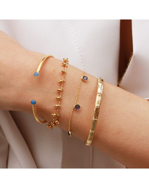 Bracelet Loulou en Laiton doré & Iolite