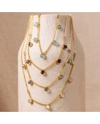 Collier Loulou en Laiton doré & Quartz rose
