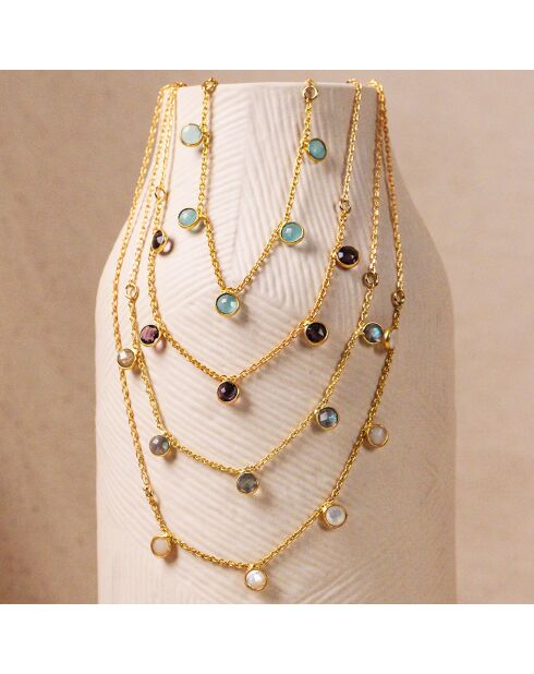 Collier Loulou en Laiton doré & Quartz rose
